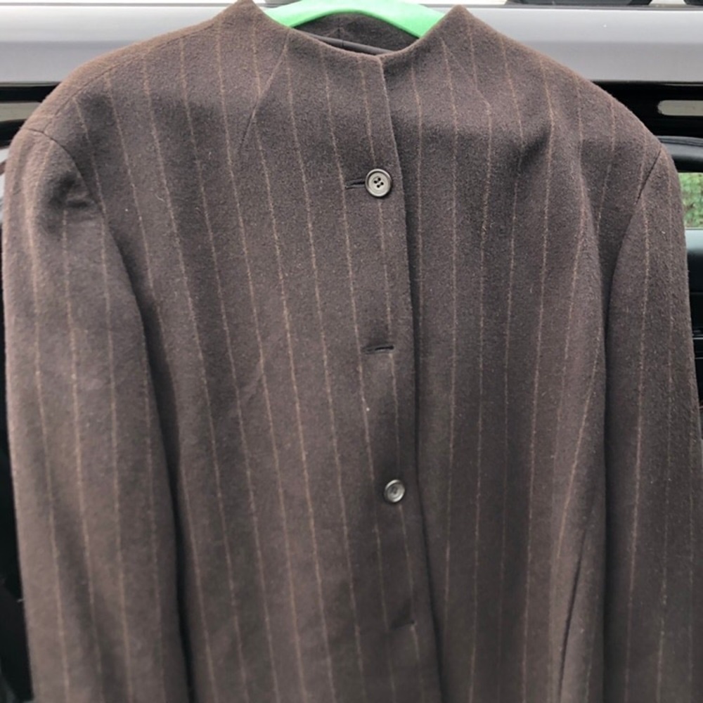 Anne Klein Cashmere Brown Pin Striped Blazer